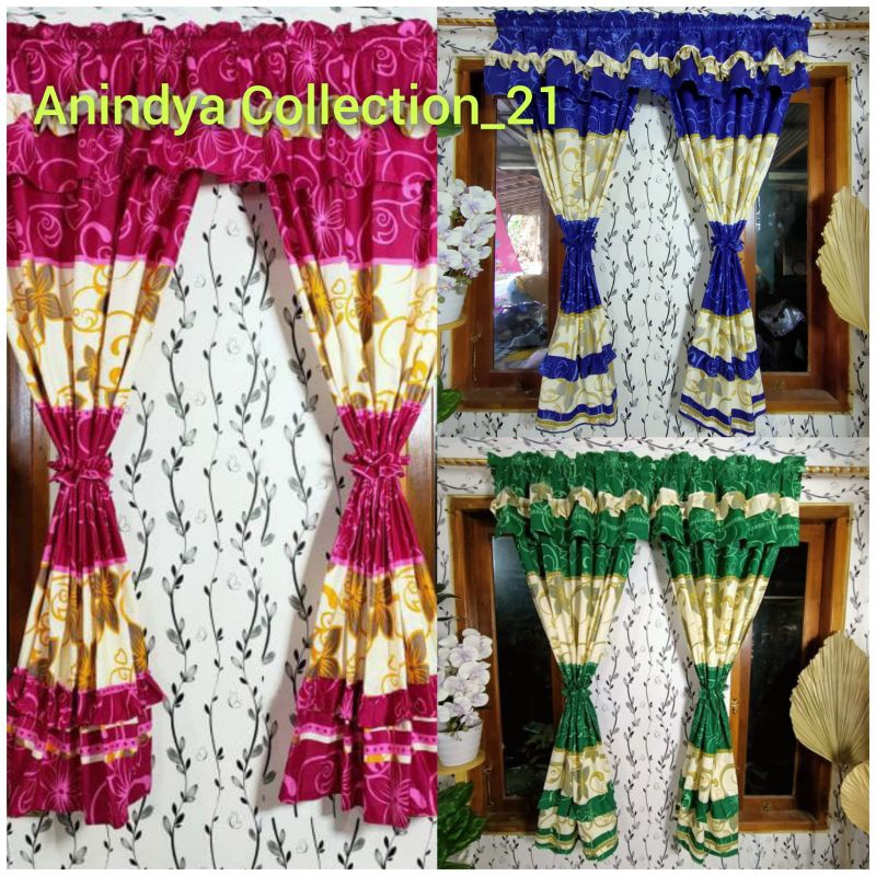 gorden jendela minimalis serut ukuran 100x150