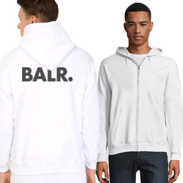 BALR Hoodie Bahan Cotton Fleece | Pullover & Zipper Hoodie White