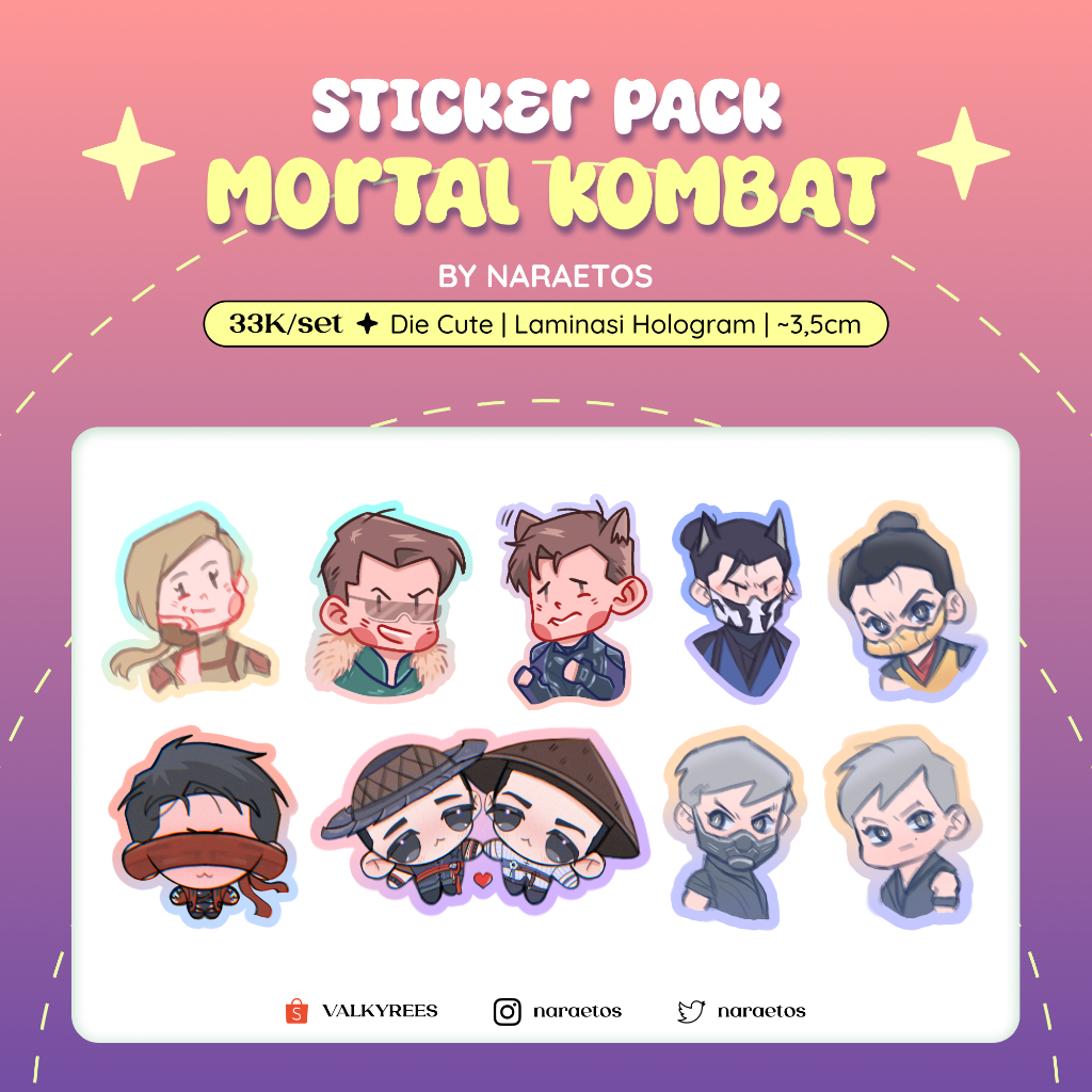 

MORTAL KOMBAT Sticker Pack | Johnny Cage Cassie Cage Scorpion Smoke Sub Zero Raiden Kung Lao