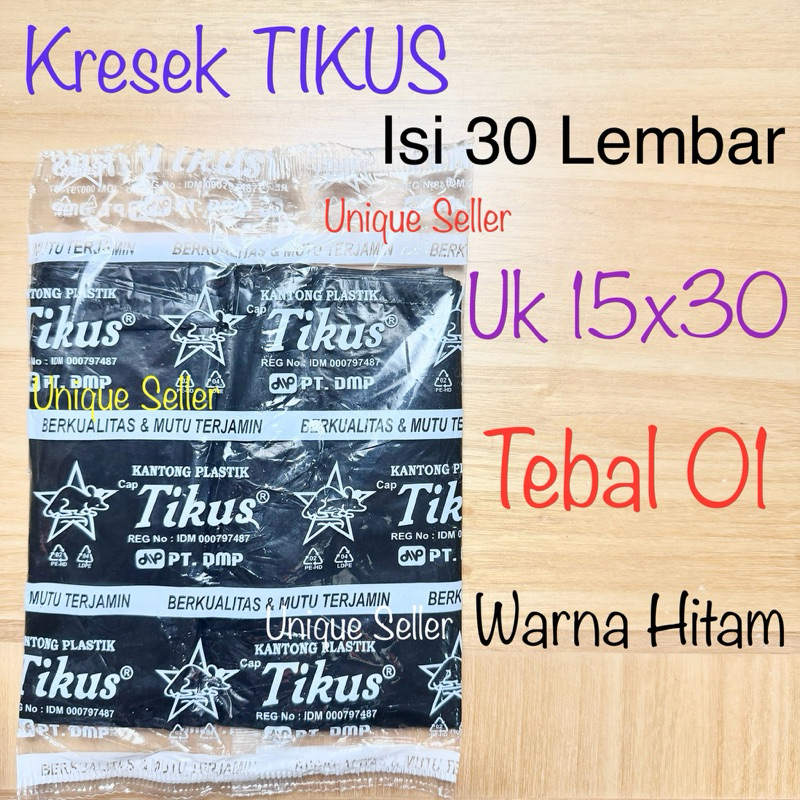 [Isi30] Kresek TIKUS Uk 15 Hitam / Kantong Kresek Kecil Uk 15x30 TIKUS / Kantong Plastik HD 15 x 30