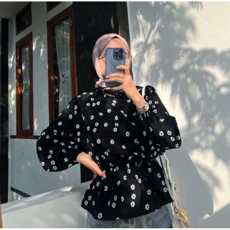 Blouse katun poly Motif bunga