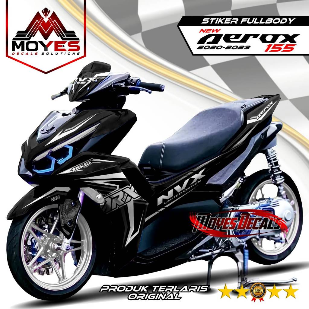 Decal Aerox 155 New Full Body - Decal Hologram Motor Aerox 155 New List Putih keren