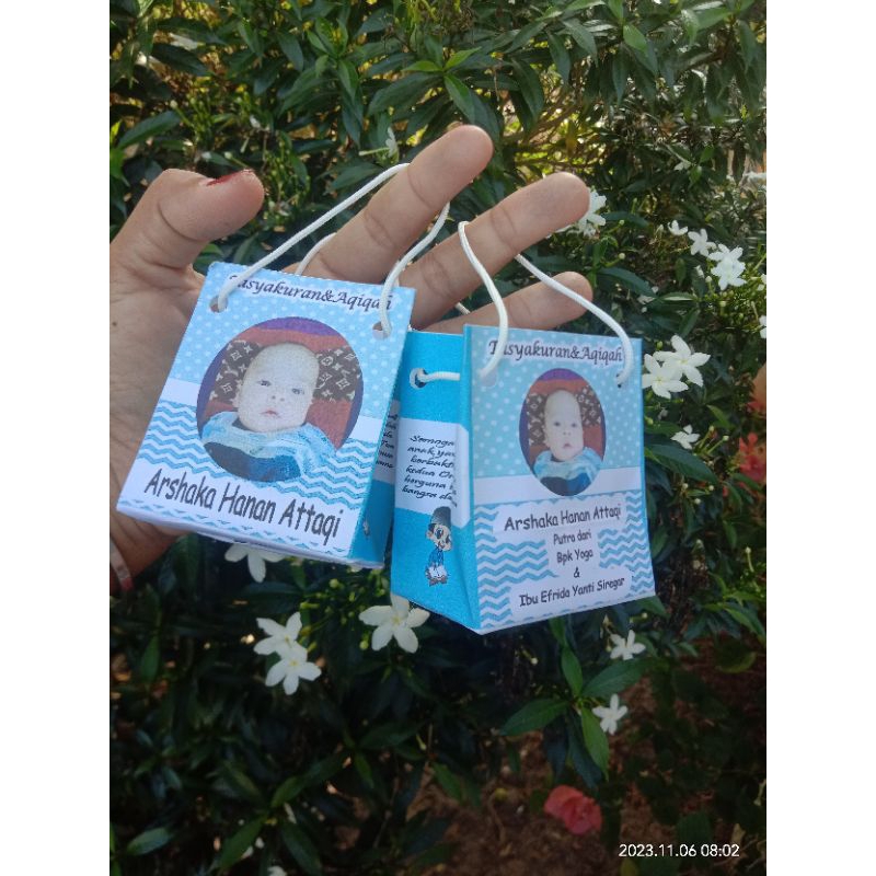 

Papperbag mini custom/tempat telur aqiqah