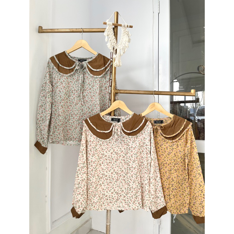 IRENE BLOUSE / KOREAN BLOUSE IMPORT MOTIF BUNGA / ATASAN MOTIF BUNGA
