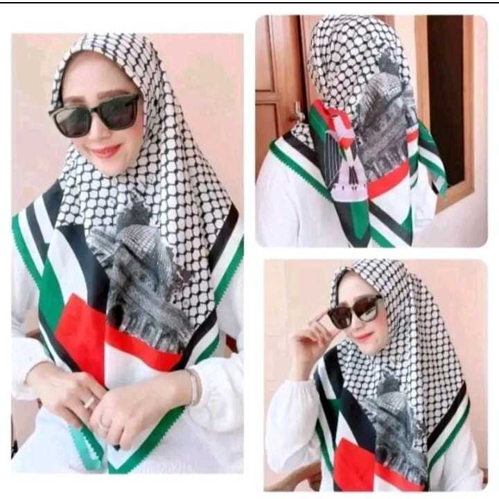 Segiempat palestina / Jilbab motif segiempat / Hijab segiempat instan