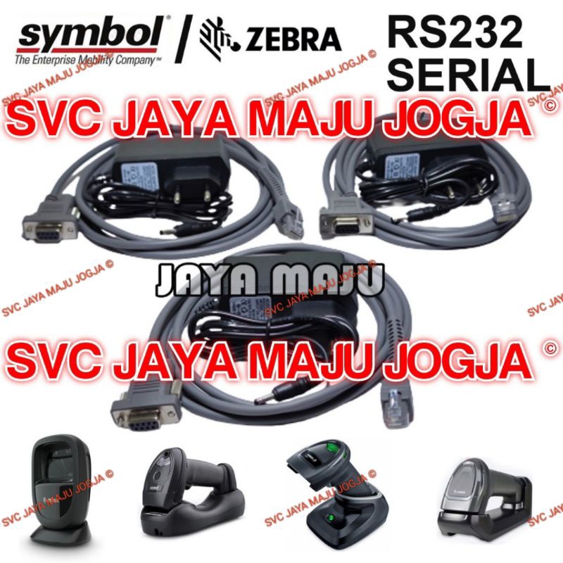 [ SPAREPART  ZEBRA - LI SERIES ]  KABEL  INTERFACE  -  SERIAL RS232 + ADAPTOR 5V 2A  ||  BARCODE SCA
