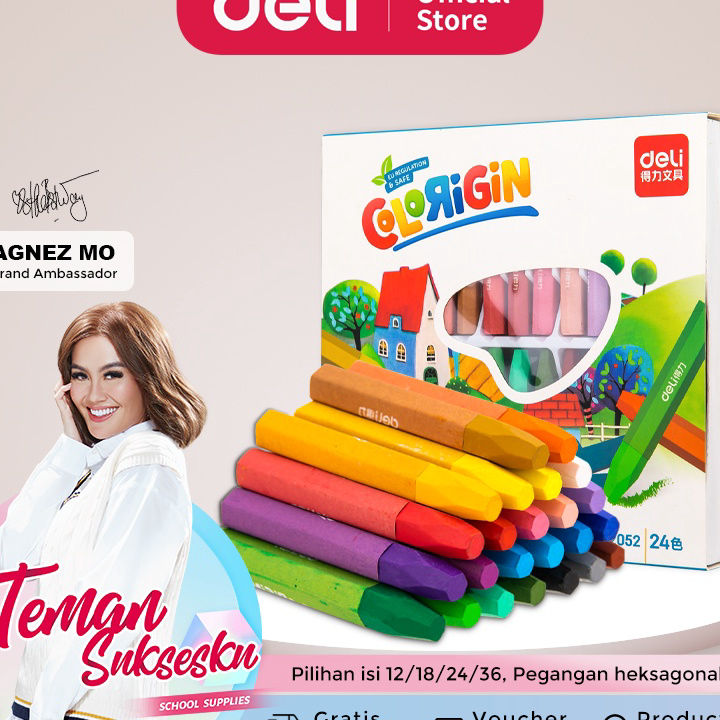 

Ready Deli Oil pastel 12/18/24/36 warna cerah dengan pen holder extender dan rautan pensil 7205 Series