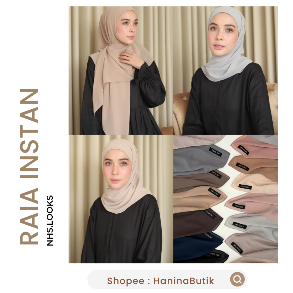 (𝗦𝗜𝗔𝗣 𝗞𝗜𝗥𝗜𝗠) RAIA INSTAN INSTANT SQUARE HIJAB by NHS.LOOKS | NHS