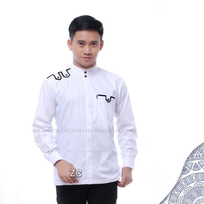 Baju Koko Pria Gus Azmi Syubbanul Muslimin Kombinasi Hadroh Hilwa Motif Anti Covid