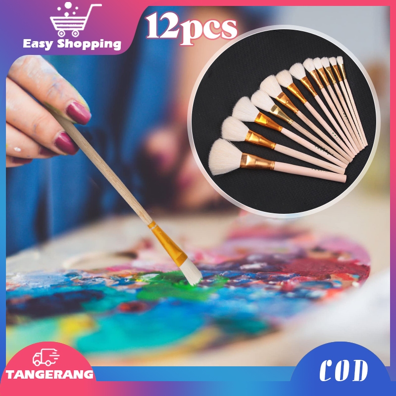 

12pcs Kuas Bulu Domba / Kuas Kayu Kue / Kuas Kue Kering / Pastry Brush / Kuas Olesan Mentega