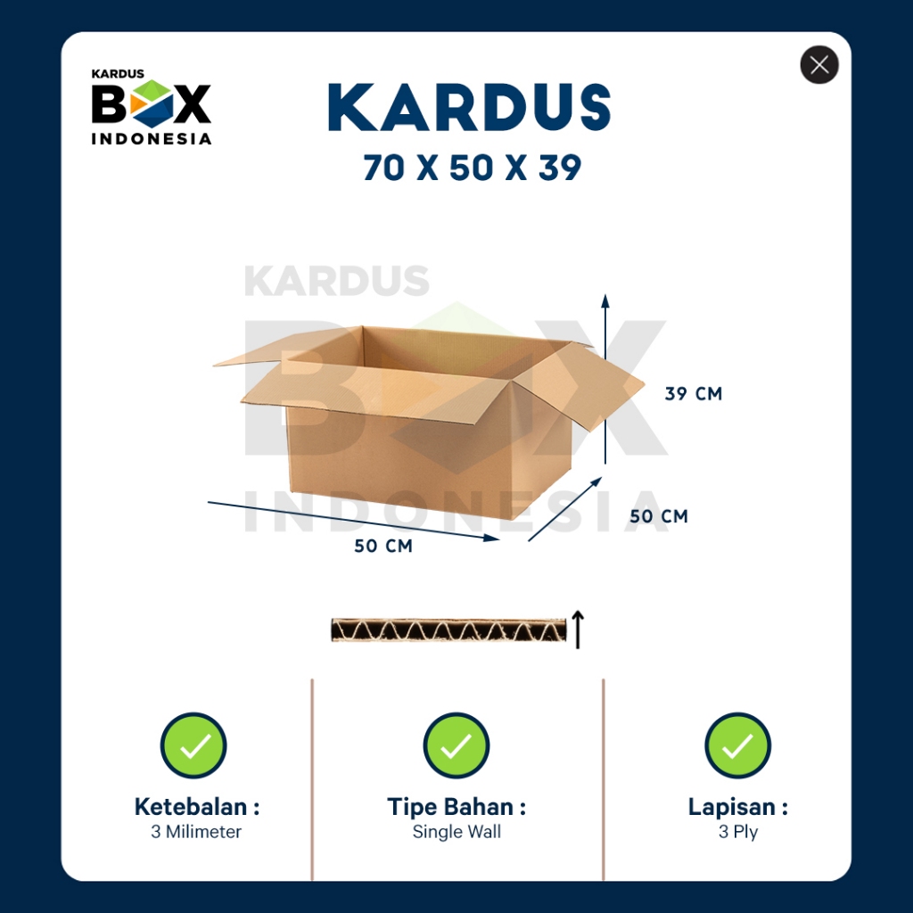 

Packing Kardus Karton Box Pindahan 70cm x 50cm x 39cm Box Polos