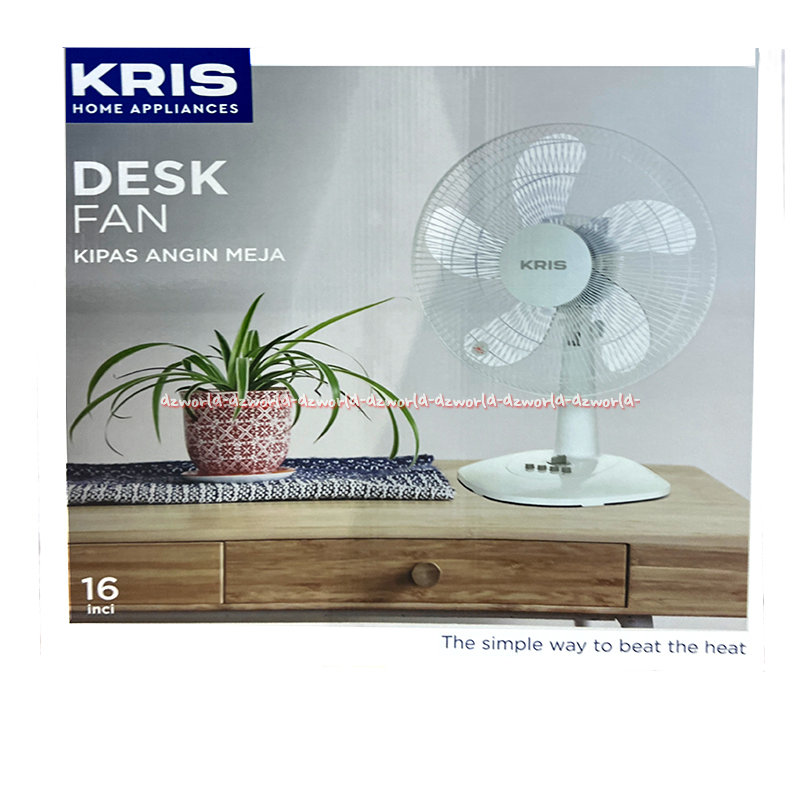 Kris Kipas Angin Meja 16inch Putih 3 Mode Kecepatan Motor Tenang Cocok Minimalis Elektronik Krisbow 