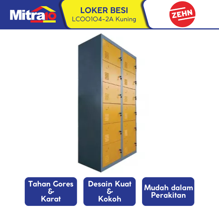 Locker Besi 2 Kolom 6 Tingkat - Lemari Penyimpanan, Sekolah - Zehn