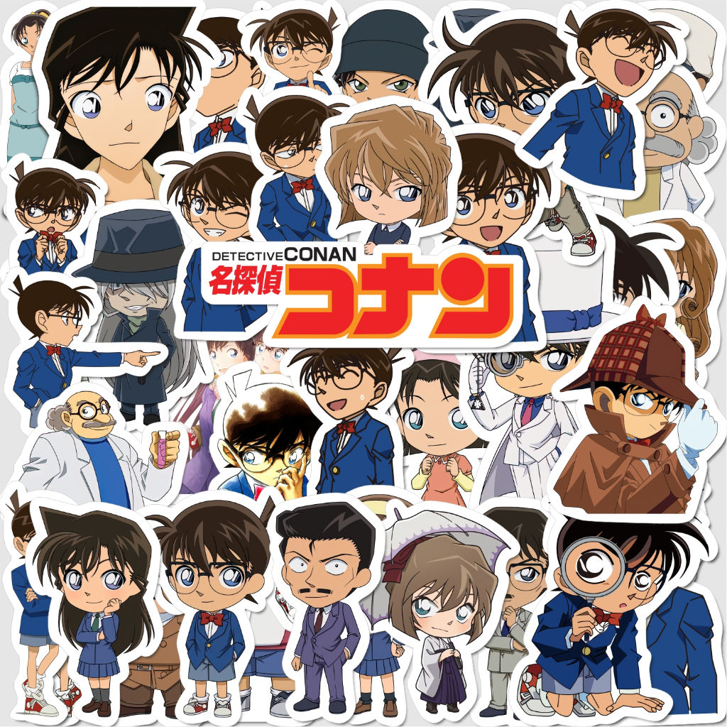 

Stiker Detective Conan Paper Vinyl Waterproof Sticker Anime Buku Journal Koper Casing Phone Thumbler