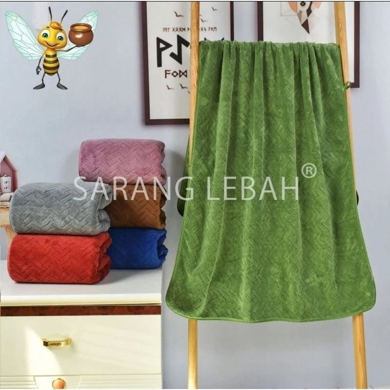 Handuk motif microfiber sarang lebah 70*140 / handuk mandi / handuk dewasa/ handuk premium towel