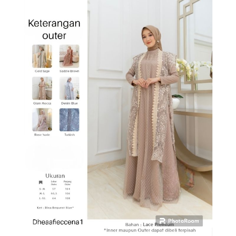 DHEA BOUTIQUE/DHEAAFIECCENA/DRESS SET OUTER ALICYA(INNER+OUTER)(BISA REQUEST SIZE)DRESS PESTA KONDAN