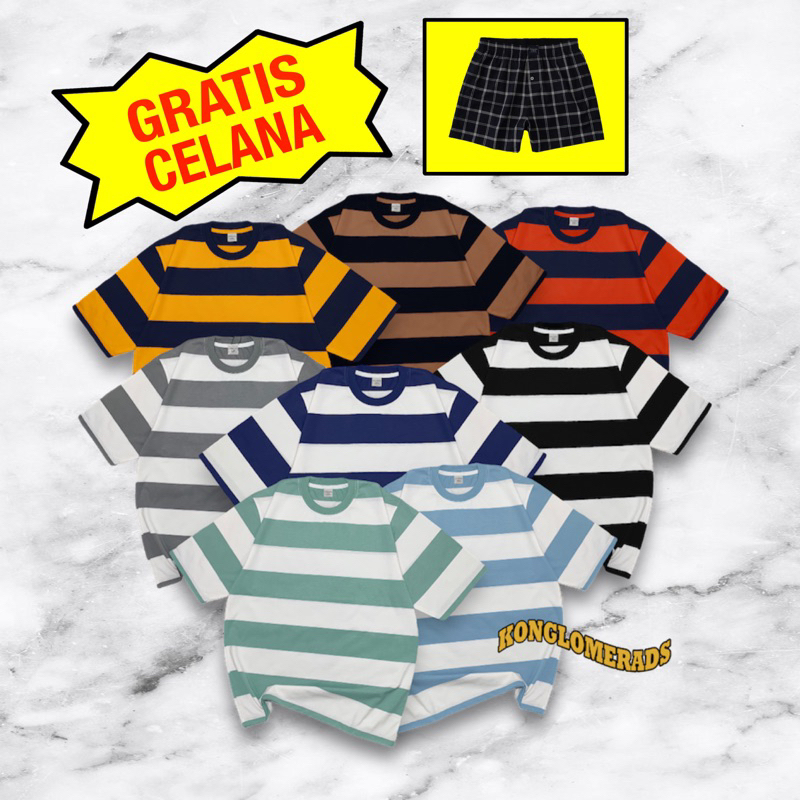 [ VOLUME 1 ] KONGLOMERADS Kaos Stripe Polos Lengan Pendek Unisex / Biggest Stripe Tees / Baju Salur 