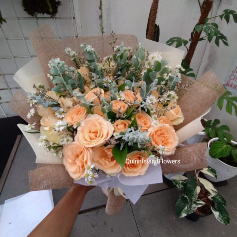 Buket Bunga Asli Fresh - Roses Mix - Size L - Florist Bandung - Toko Bunga Bandung