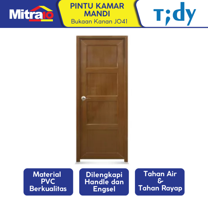 Tidy Pintu Kamar Mandi Pvc + Handle Bukaan Kanan J041 71X195 Cm Coklat