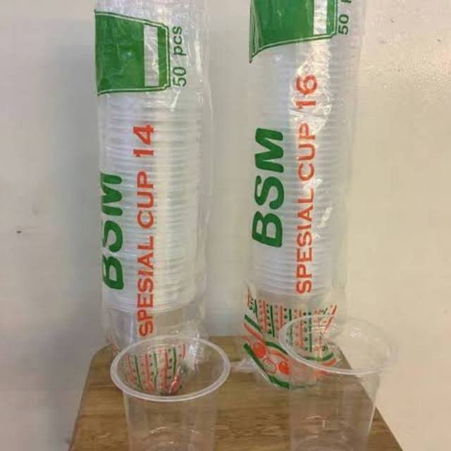 Gelas BSM/ Cup 12oz / Cup 14oz / Cup 16oz/ Gelas Plastik Tebal (50pcs)