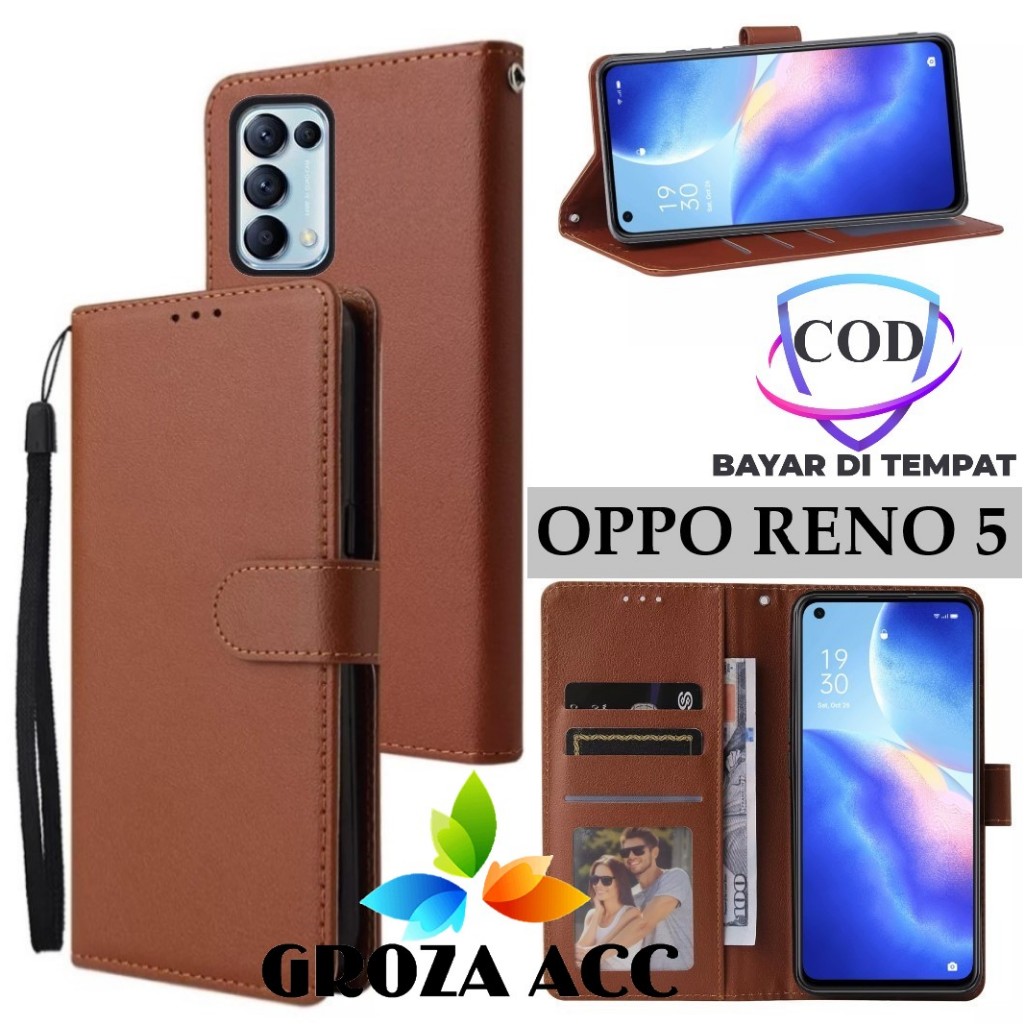 Flip Case OPPO RENO 5 Case Wallet Kulit Casing Dompet Case Wallet Leather Flip Case OPPO RENO 5 Casi