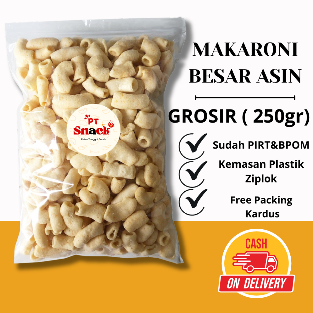 

[ PT SNACK ] Makaroni besar asin grosir 250 gr aneka cemilan camilan makroni gurih