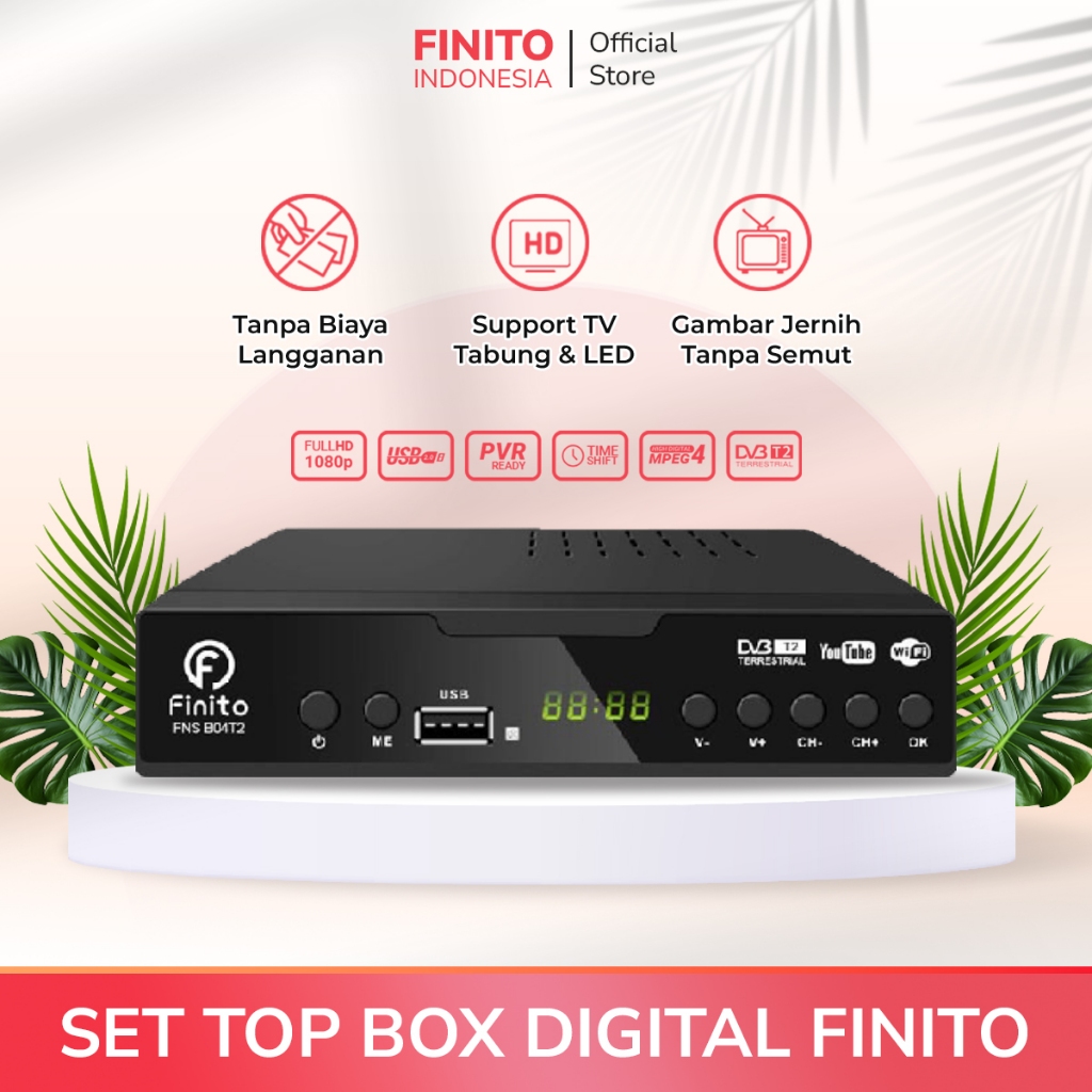 Set Top Box TV Digital Finito DVB T2 Full HD 1080P Support TV Tabung