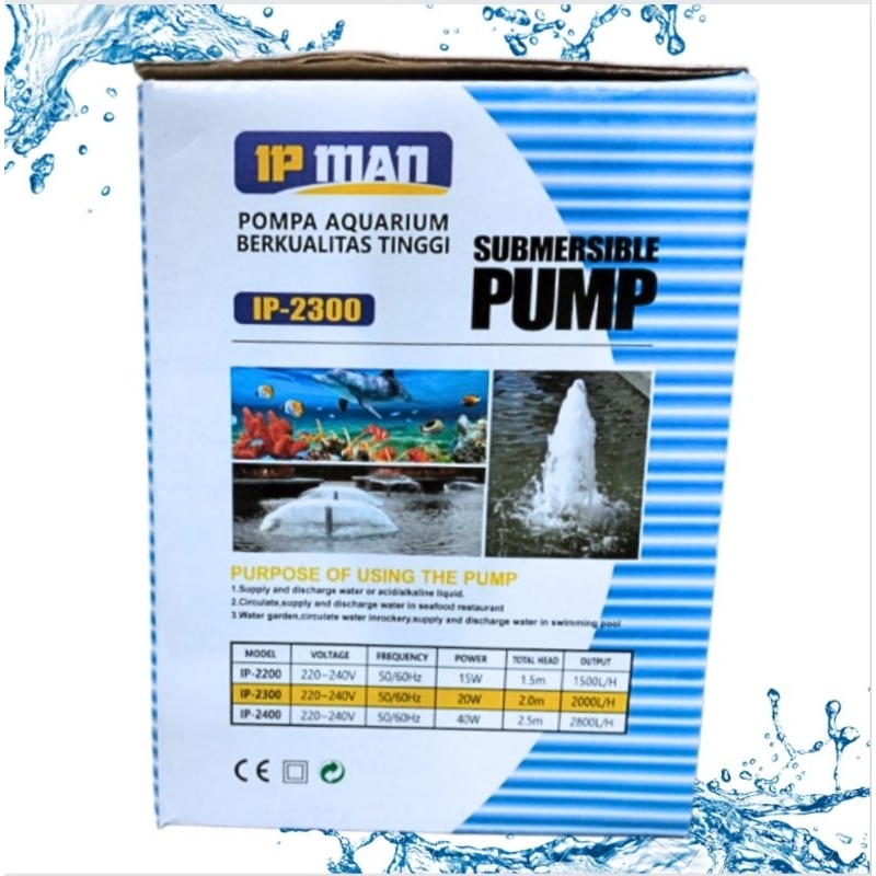 Pompa Aquarium kolam Submersible IP MAN IP 2300