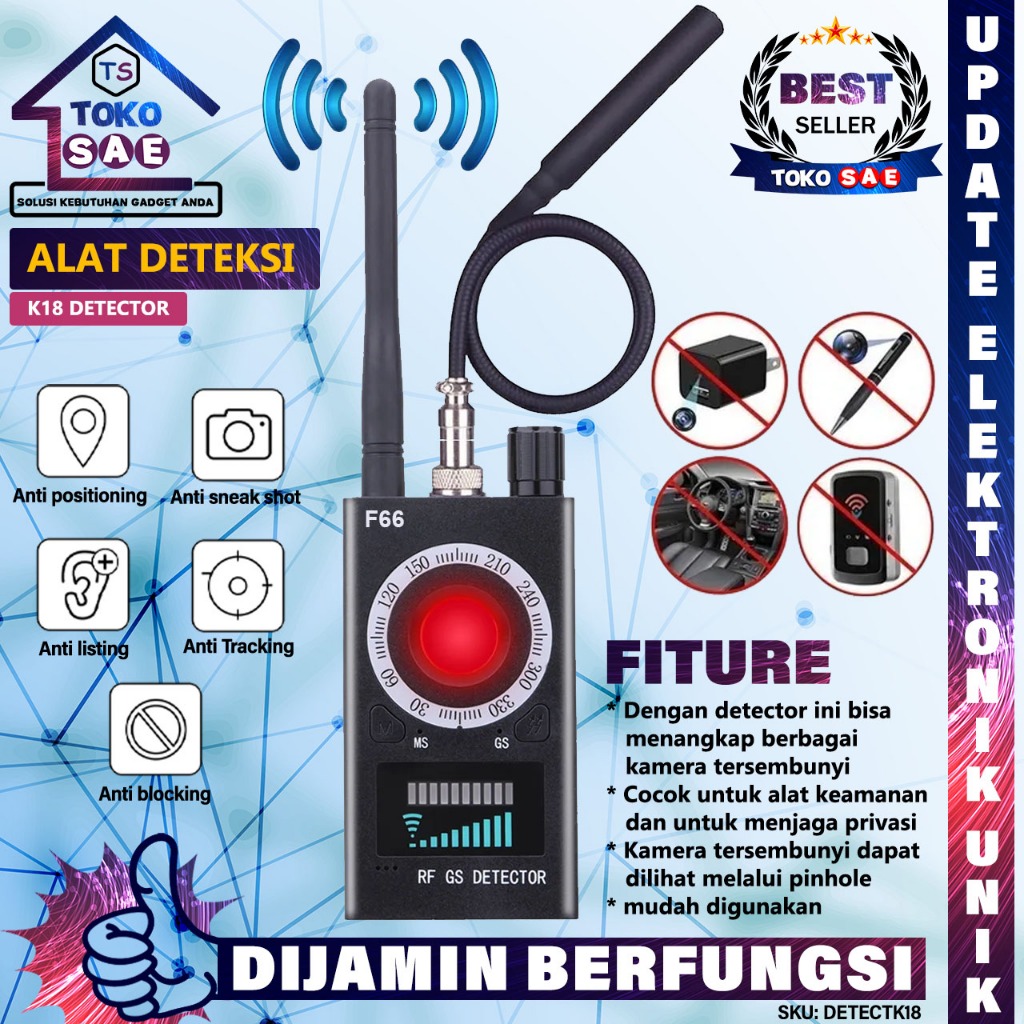 Audio Bug Finder K18 Smart RF Signal Detector Anti Spy Camera Alat Deteksi Sinyal GPS Tracker Kamera