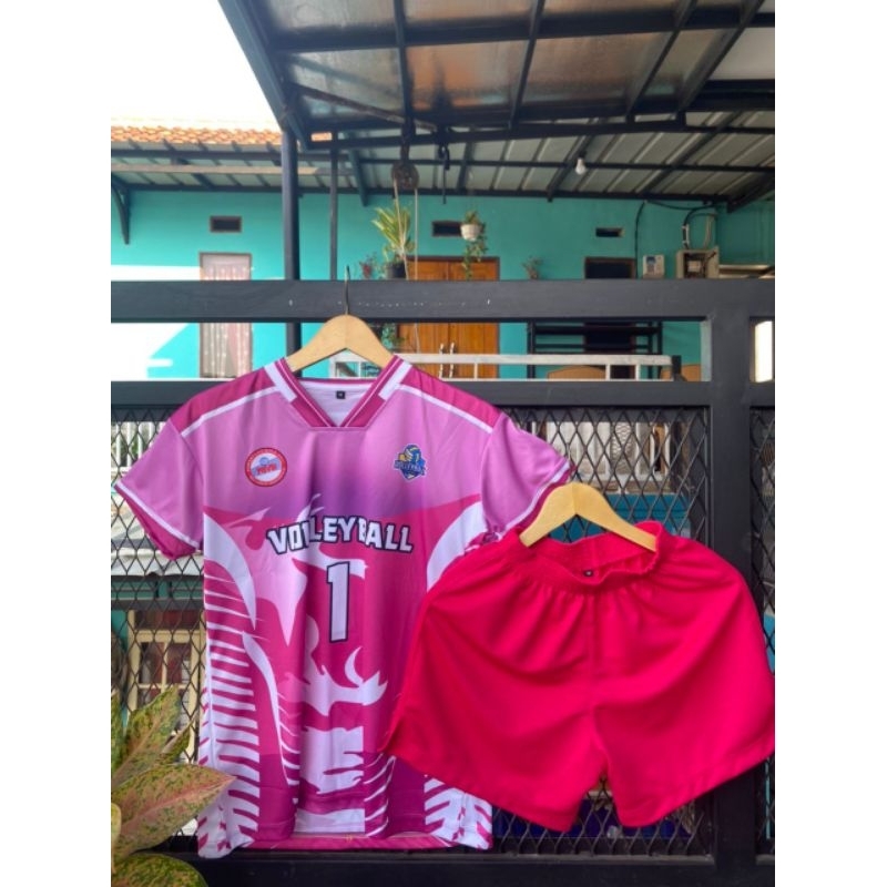 Jersey Voli Cewek Stelan Fullprint Kaos Voli Wanita Satu Sett