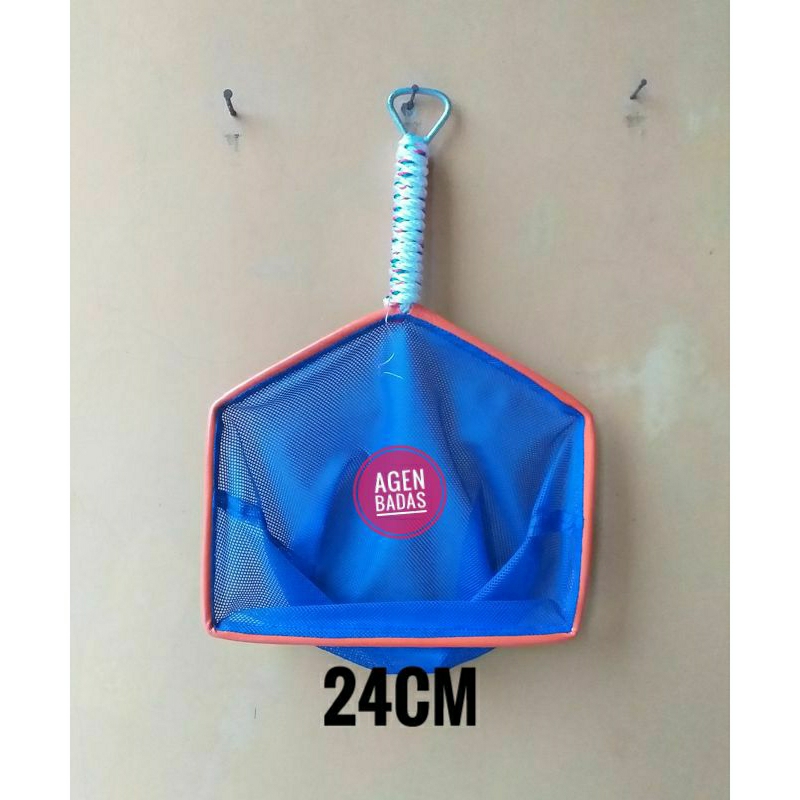 Serok ikan bahan kain halus,seser ikan segilima bahan kain halus 24cm