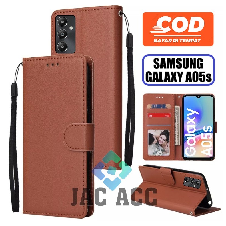 LEATHER CASE PREMIUM UNTUK SAMSUNG GALAXY A05s NEW 2023 FLIP WALLET CASE UNTUK SAMSUNG GALAXY A05s N