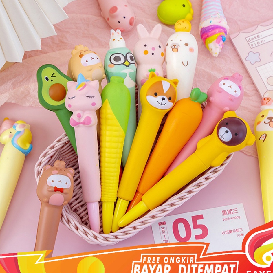 

Serba Murah FAYES COD Pulpen Gel Model Squishy / Alat Tulis Ballpoint Pen Karakter Lucu Mainan Anak P16