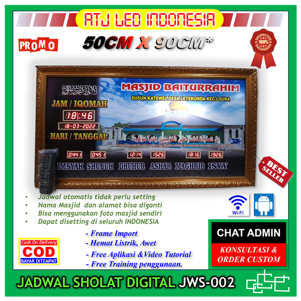 Link custom order khusus dan Jadwal sholat digital jam masjid lampu LED jam adzan iqomah musholla
