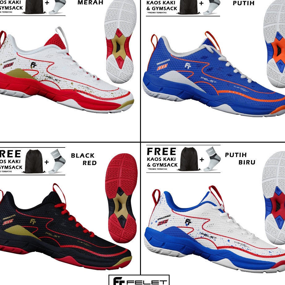 Kirim Sekarang Sepatu Badminton Felet BS 061 Pro Original Sepatu Bulu Tangkis Felet
