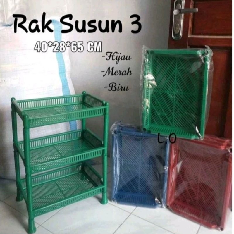 Rak plastik serbaguna besar 3 susun/rak piring/rak gelas/rak bumbu