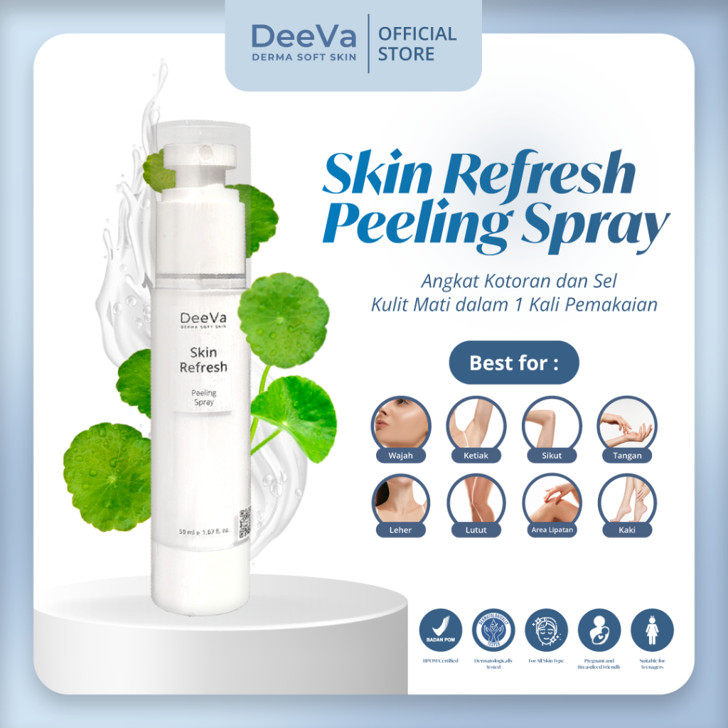 DeeVa Derma Soft Skin - Skin Refresh Peeling Spray (exfoliasi sel kulit mati dan lipatan hitam)