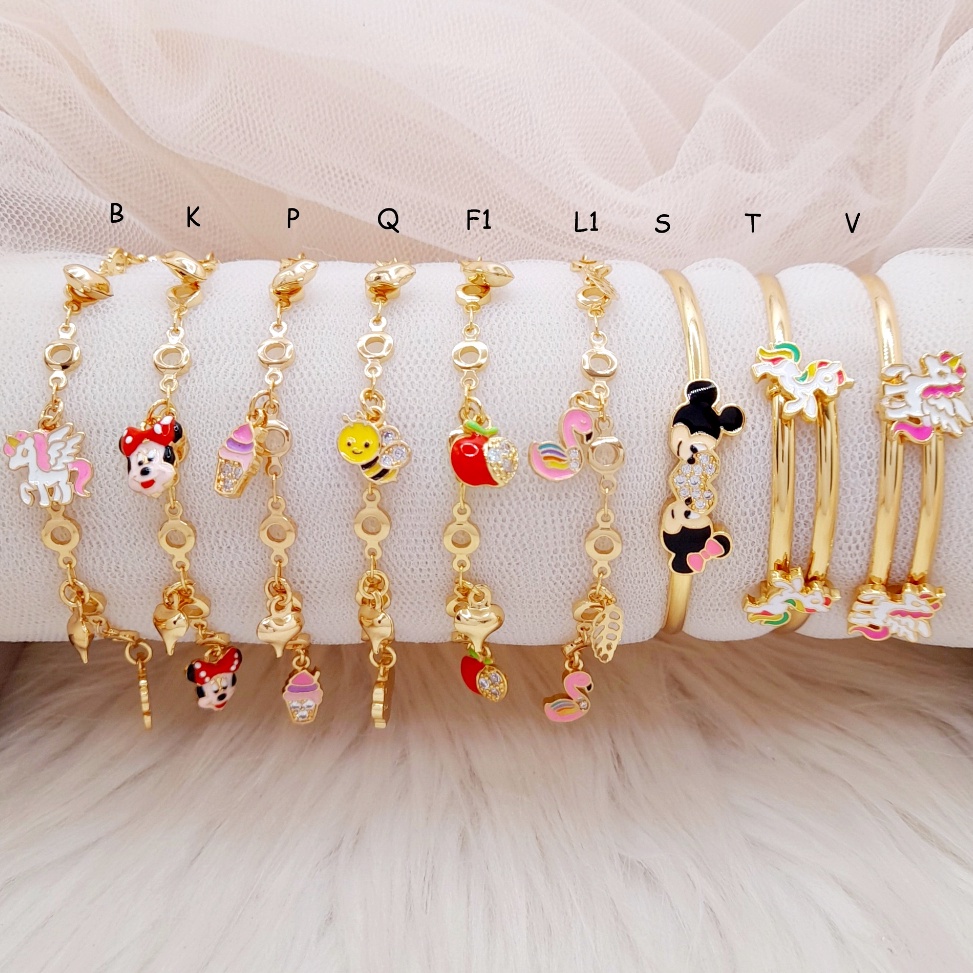 Hot Product6n1Mb Gelang Anak Bayi Xuping Lucu Ukuran ABG Tanggung Unicorn Kuda Poni Kitty Dorami Che