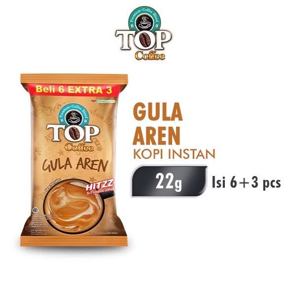 

PAKET LENGKAP>>> Top Coffee Kopi Instan Gula Aren Pack 22 gr isi 6 + 3 pcs