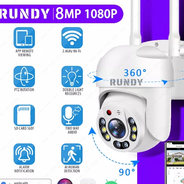 Banyak Peminat IP Kamera Outdoor CCTV Wifi 1080P Waterproof Camera CCTV PTZ Tanpa Kabel Jarak Jauh Pantau Hp Onvif Rundy.