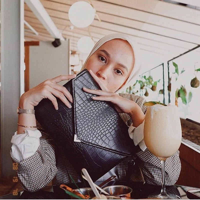 Black croco clutch | clutch pesta wanita premium