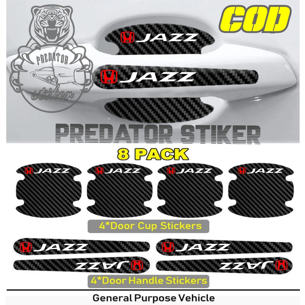 sticker karbon handle pelindung gagang pintu mobil honda jazz stiker carbon handle