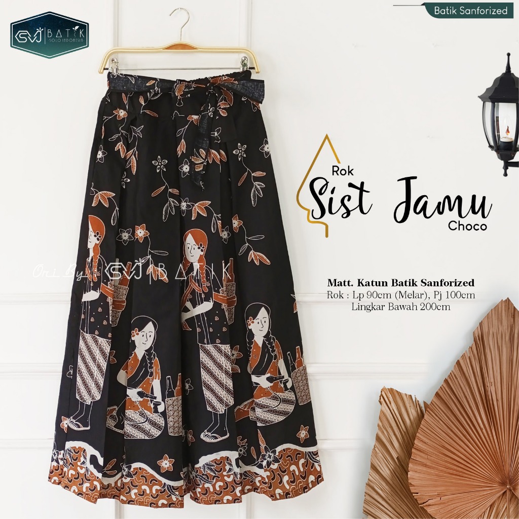 BAWAHAN BATIK WANITA TERBARU MODERN REMAJA DEWASA KEKININAN ROK BATIK JAMU KATUN ORIGINAL SOLO SVJ