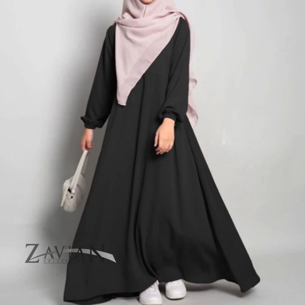 (Bisa COD) Zavian Gamis Syar'i Jumbo Wool peach Premium Simple Elegan Lengan Karet / Gamis abaya hit