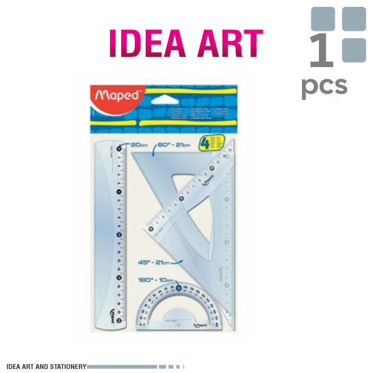 

Penggaris Maped Medium Set 4 pcs 20 cm Essentials Lurus Sudut Busur Segitiga
