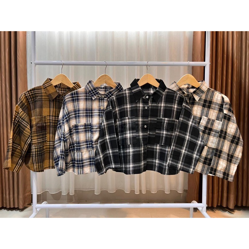 CROP TOP FLANEL TARTAN || KEMEJA CROP WANITA MASA KINI