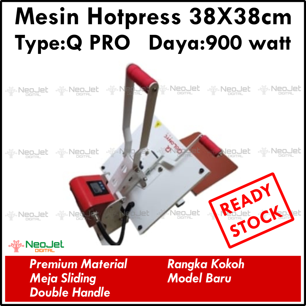 Mesin Hotpress Premium Q Pro Series 3838 38 x 38 cm Sliding Heat Press DTF DTG Sablon Manual Sablon 