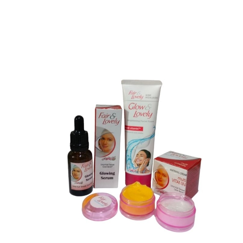 [Paket Fair&Lovely  Glowing 4in1]Cream fair & Lovely Susun +facial foam 50gr+Serum fair lovely Glowi