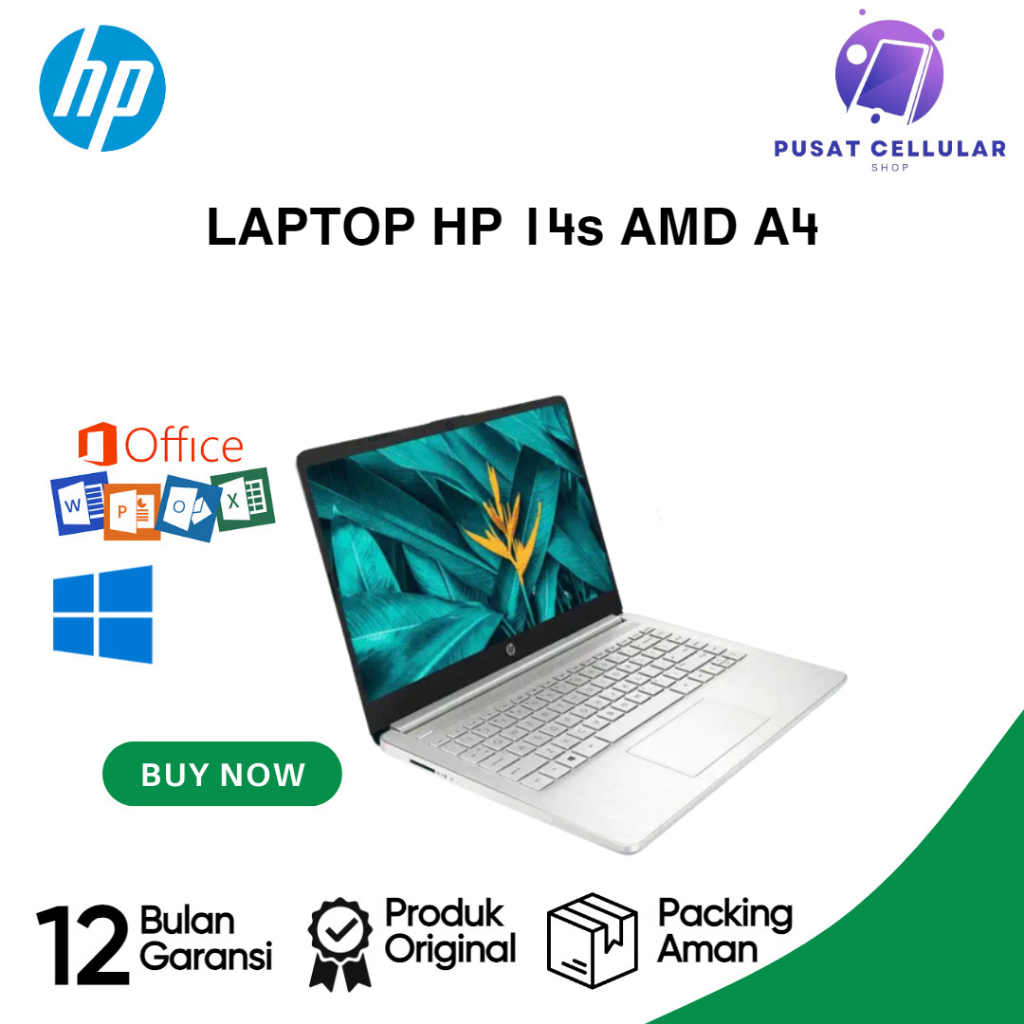 Laptop HP 14s AMD A4-9125 Ram 4 GB HDD 1 TB // FREE OFFICE
