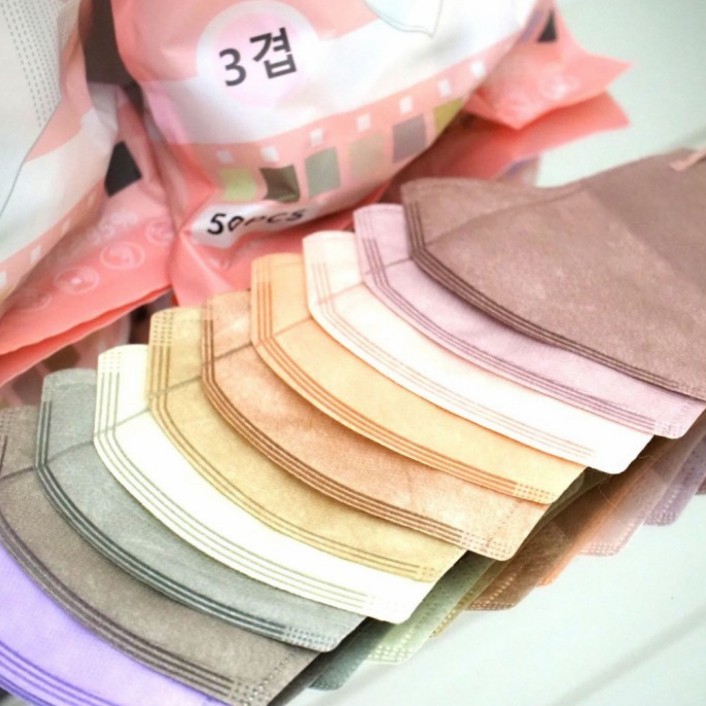 Masker Duckbill 3PLY isi 50 Warna Soft Pastel Warna MIX